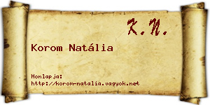 Korom Natália névjegykártya
