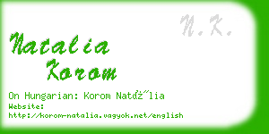 natalia korom business card